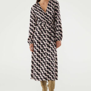 Χ Black geometric print midi wrap dress 12086