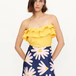 Χ Yellow ruffled strap top 11322