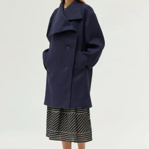 Navy blue turtleneck coat 11116