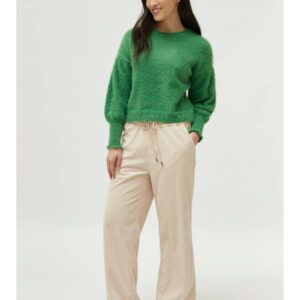 Green textured knit sweater 10265