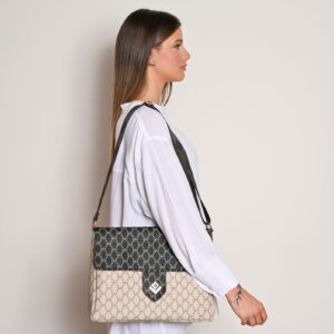Irma Large Mosaic Bag | Beige/Black