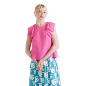 Pink Ruffle Sleeveless Top 11035