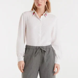 White shirt with strawberry embroidery