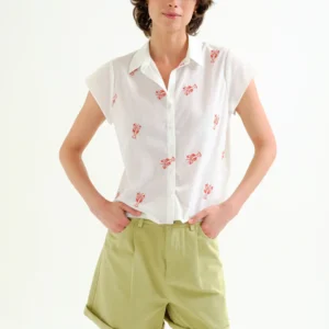 Shirt with red Lobster embroidery 41124